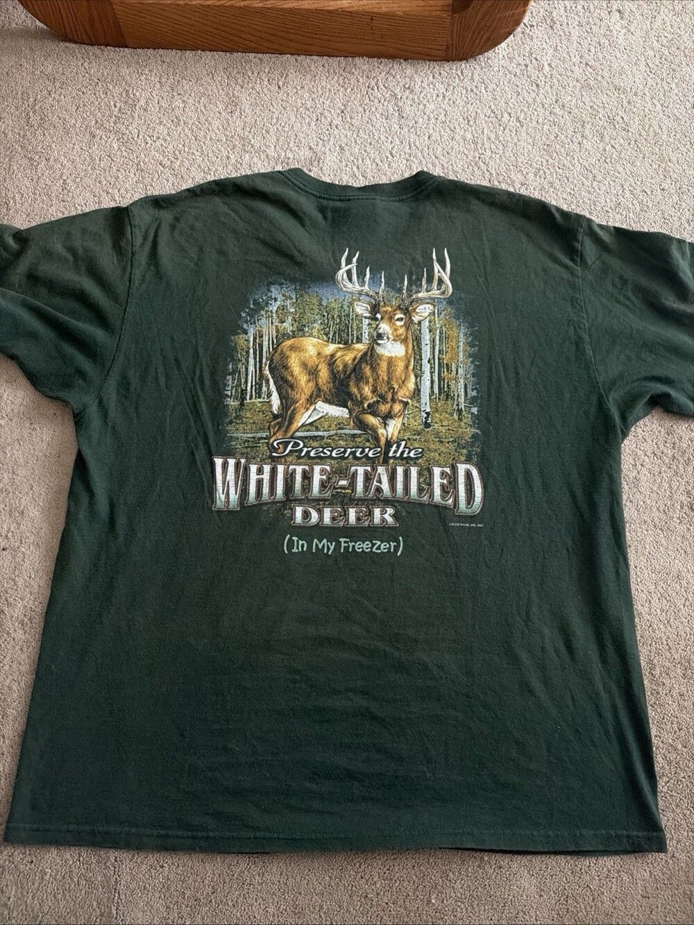 VTG Buck Wear Mens Green Hunting Graphic Guilty Animals XL Shirt Humor Y2K 2003